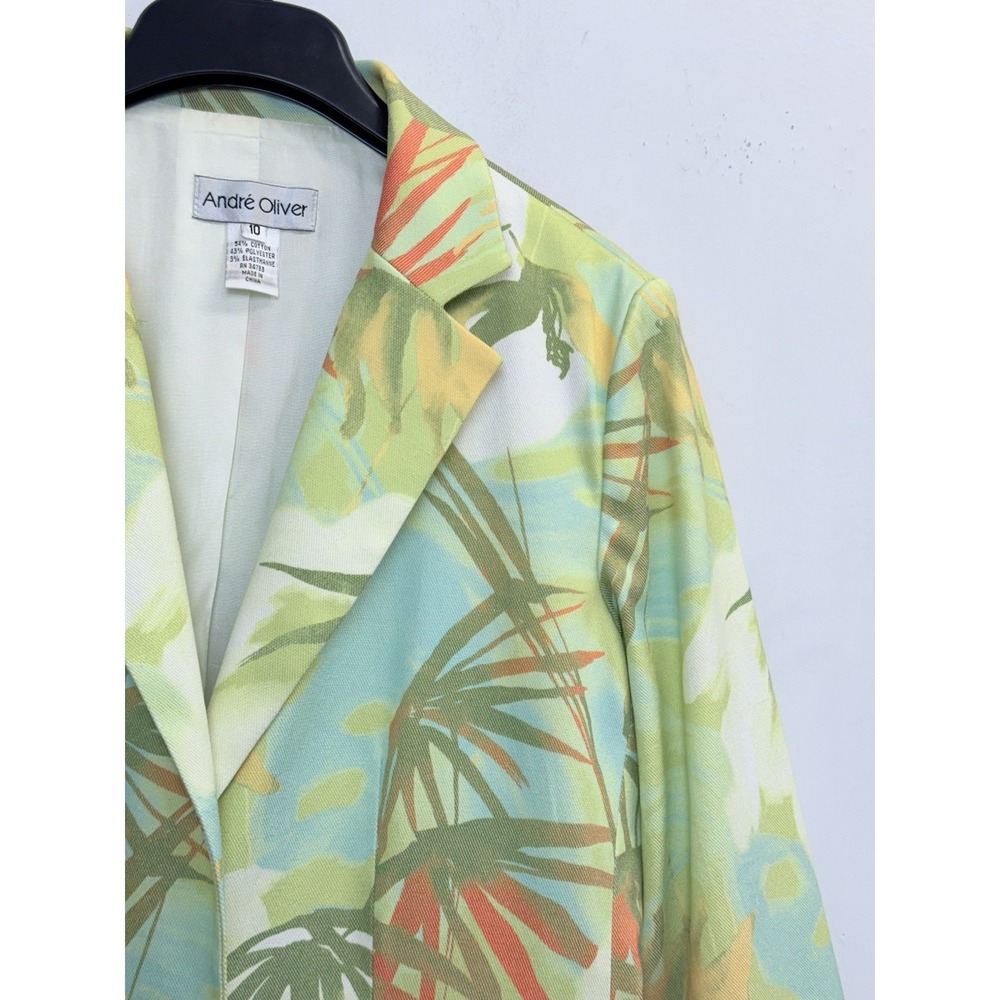 Andre Oliver Women's Size 10 Blazer Jacket Cotton Blend Floral‎ Pockets Lined - Picture 3 of 6